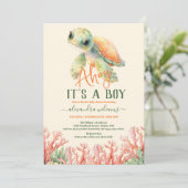 Een jongen onder het Zee Baby shower Kaart (Staand voorkant)