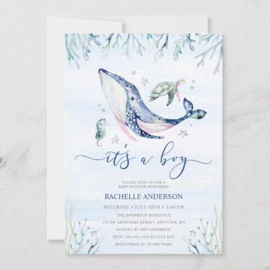 Een jongen onder het Zee Baby shower Kaart (Voorkant)