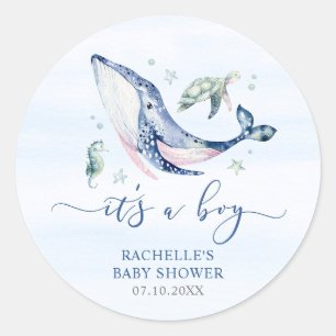 Een jongen onder het Zee Baby shower Ronde Sticker