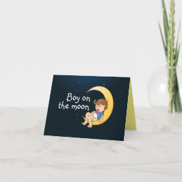 Een jongen slapend op de maan feestdagen kaart