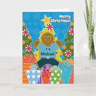 Een jongen van de Peperkoek voor Kerstmis voegt Feestdagen Kaart