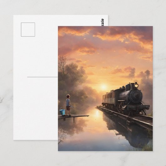 Een jongen Vist Briefkaart (Voorkant / Achterkant)