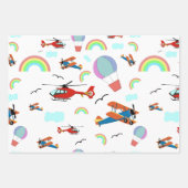 Een jongens vliegend patroon op wit inpakpapier vel (Voorkant 2)