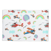 Een jongens vliegend patroon op wit kussensloop (Achterkant)