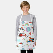 Een jongens vliegend patroon op wit schort (Gedragen)
