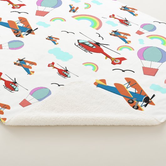 Een jongens vliegend patroon op wit sherpa deken (3/4)
