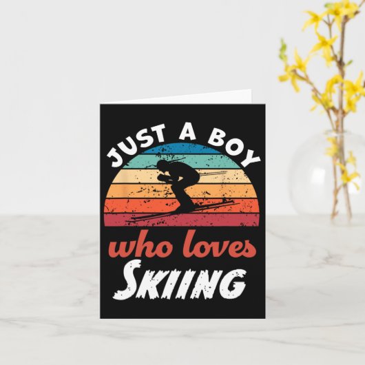 Een jongetje dat dol is op Kinder skijongens Kaart (Gele Bloem)