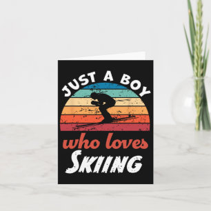 Een jongetje dat dol is op Kinder skijongens Kaart