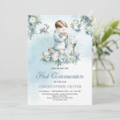 Een jongetje is aan het bidden Formele kleding bla Kaart (Staand voorkant)