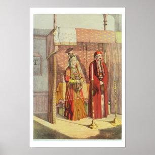 Een Joods huwelijk, gegraveerd door Charles Parson Poster