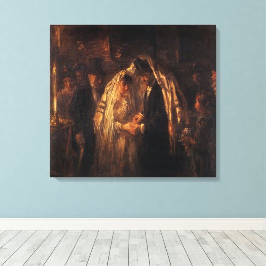 Een joods huwelijk van Jozef Israels - Circa 1903 Canvas Afdruk (Insitu (Houten vloer))