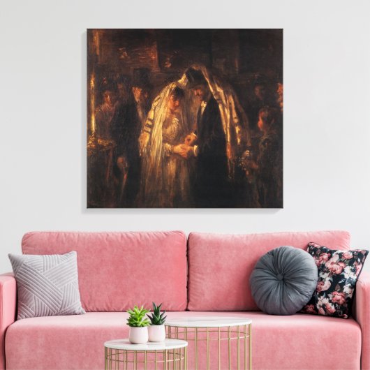 Een joods huwelijk van Jozef Israels - Circa 1903 Canvas Afdruk (Insitu (Woonkamer))