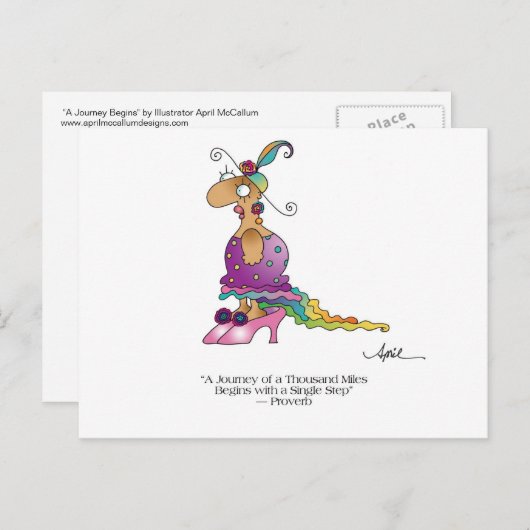 EEN JOURNEY BEGINT Briefkaart tegen April McCallum (Voorkant / Achterkant)