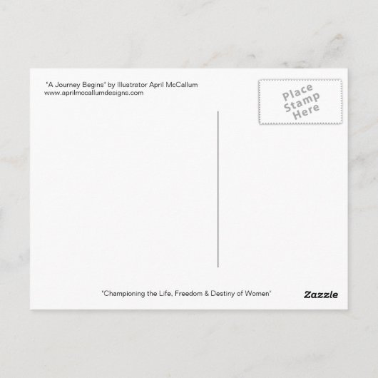 EEN JOURNEY BEGINT Briefkaart tegen April McCallum (Achterkant)