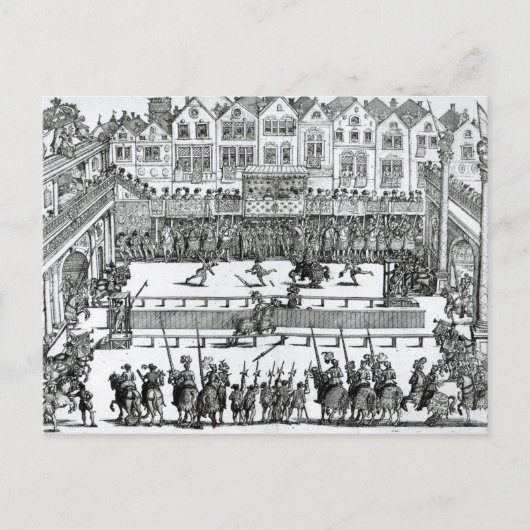 Een Jousting Scene Briefkaart (Voorkant)