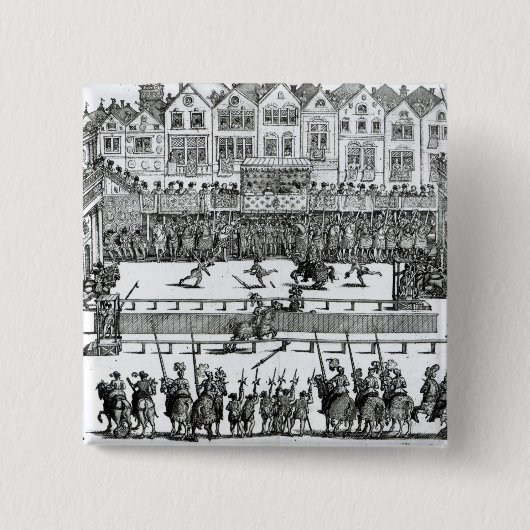 Een Jousting Scene Vierkante Button 5,1 Cm (Voorkant)