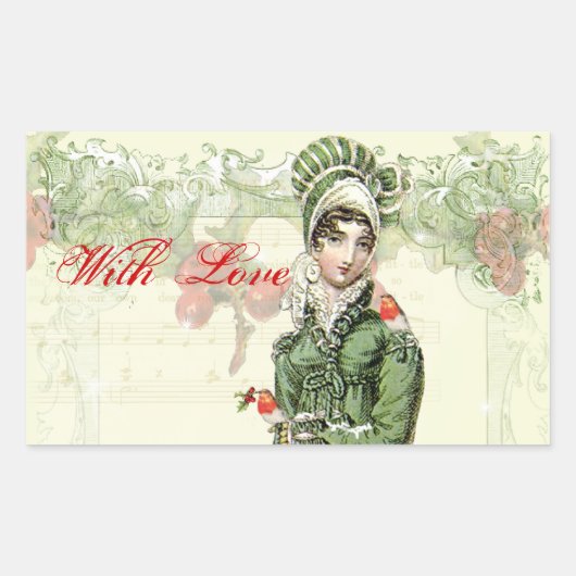 Een joyous Noel met Love Rechthoekige Sticker (Voorkant)