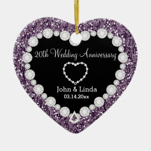 Een Jubileum Paarse glitter | DIY-tekst Keramisch Ornament (Voorkant)