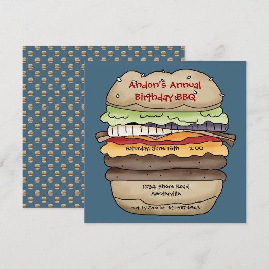 Eén juicy Burger-uitnodiging Kaart (Voorkant / Achterkant)