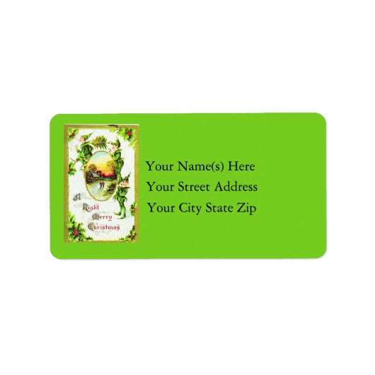 Een juiste vrolijke kerst elven  etiket (Voorkant)