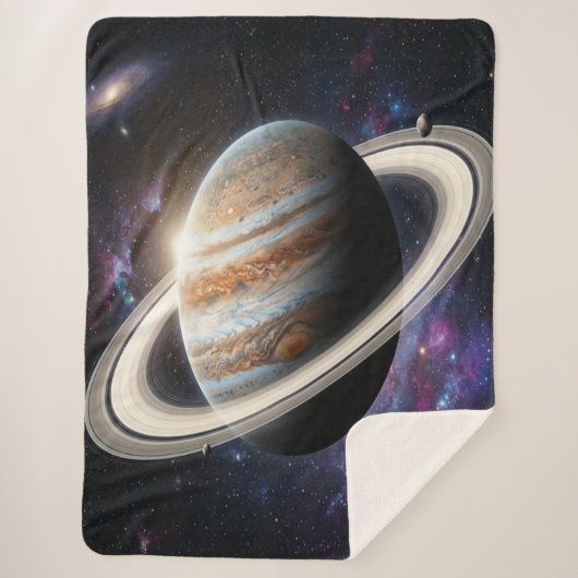 Een Jupiter met Ringen Sherpa Deken (Voorkant)