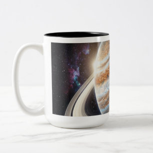 Een Jupiter met Ringen Tweekleurige Koffiemok