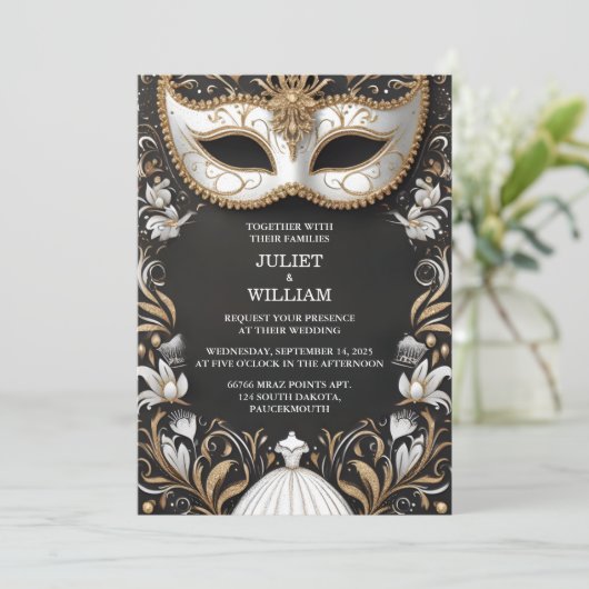 Een Jurk Code Prom Kostuum Maskerade Bal Bruiloft Kaart (Staand voorkant)