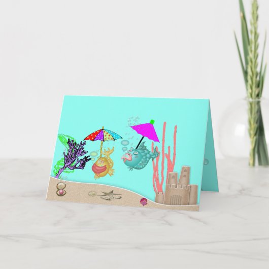 Een "Just Because" Wenskaart met 2 Funny Fishes Kaart (Voorkant)