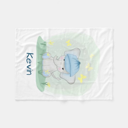 Een jute olifant in een bloemweide. fleece deken (Voorkant (Horizontaal))