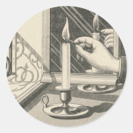 Een kaars  graven aansteken ronde sticker