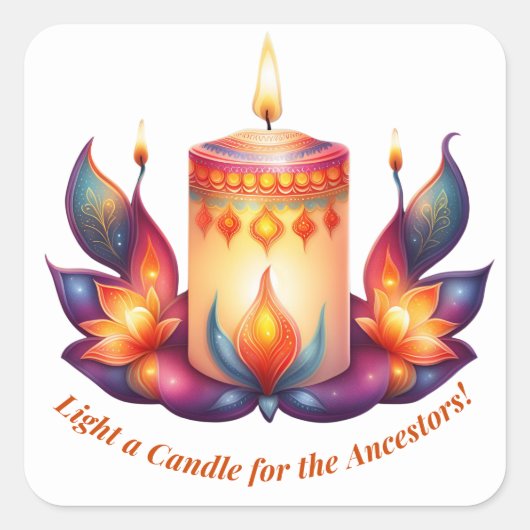 Een kaars voor de voorouders vierkante sticker (Voorkant)