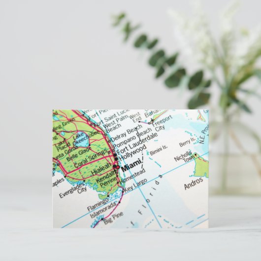 Een kaart met de Amerikaanse stad Miami (Staand voorkant)