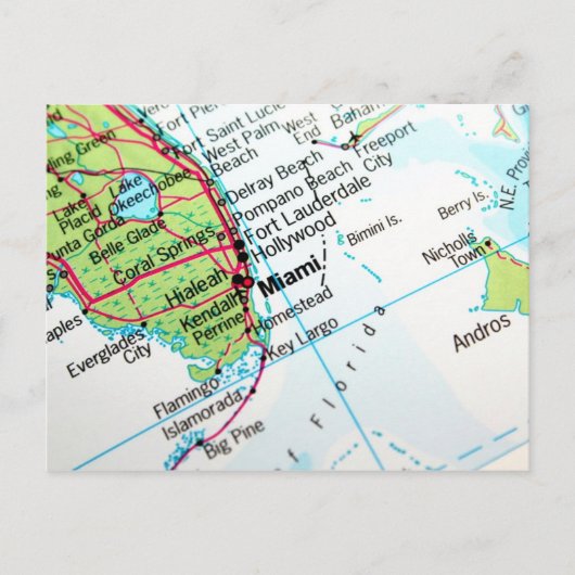 Een kaart met de Amerikaanse stad Miami (Voorkant)