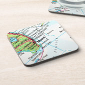 Een kaart met de Amerikaanse stad Miami Bier Onderzetter (Linkerzijde)