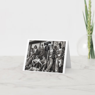 Een kaart met een alien erop