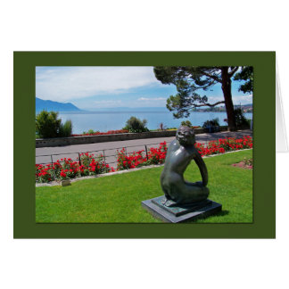 Een kaart met een blik op het meer van Genève