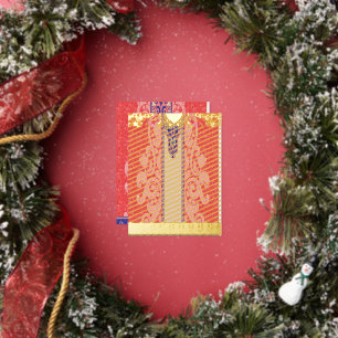 een kaart met een rood hart erop