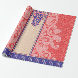 Een kaart met een rood hart erop cadeaupapier