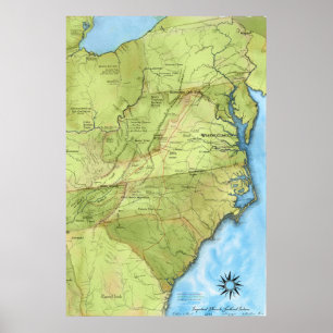 Een kaart van belangrijke plaatsen voor Zuidoost-I Poster