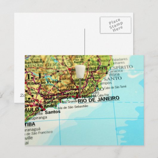 Een kaart van de Braziliaanse stad Rio de Janeiro (Voorkant / Achterkant)