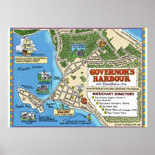 Een kaart van de cartoon van de haven van gouverne poster (Voorkant)