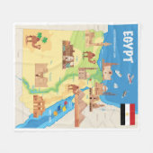 Een kaart van de Cartoon van Egypte Fleece Deken (Voorkant (Horizontaal))