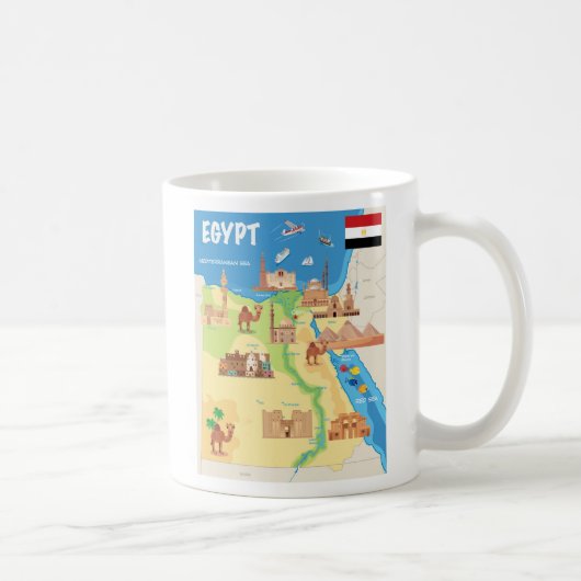 Een kaart van de Cartoon van Egypte Koffiemok (Rechts)
