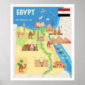 Een kaart van de Cartoon van Egypte Poster (Voorkant)