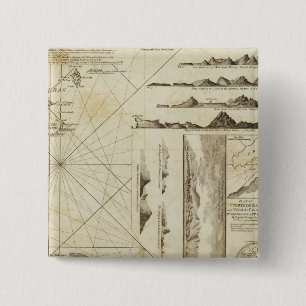 Een kaart van de Maderas en de Canarische Eilanden Vierkante Button 5,1 Cm