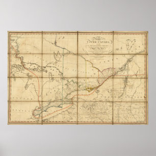 Een kaart van de provincie Upper Canada Poster