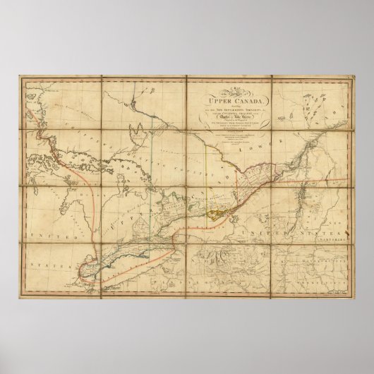 Een kaart van de provincie Upper Canada Poster (Voorkant)