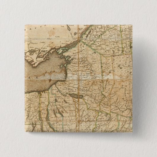 Een kaart van de staat New York Vierkante Button 5,1 Cm (Voorkant)