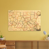 een kaart van de staat Pennsylvania Canvas Afdruk (Insitu (Woonkamer))