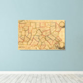 een kaart van de staat Pennsylvania Canvas Afdruk (Insitu (Houten vloer))